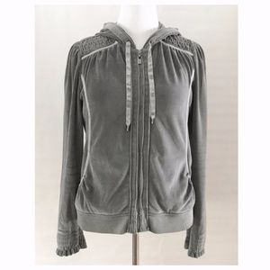 DKNY Active Grey Velour Hooded Jacket